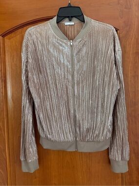 Zara Gold Metallic Bomber Jacket